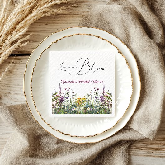 Liebe ist in Bloom Wildblume Blumenkohl Brautparty Serviette