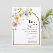Liebe ist in Bloom | Wildblume Boho Brautparty Einladung (Stehend Vorderseite)