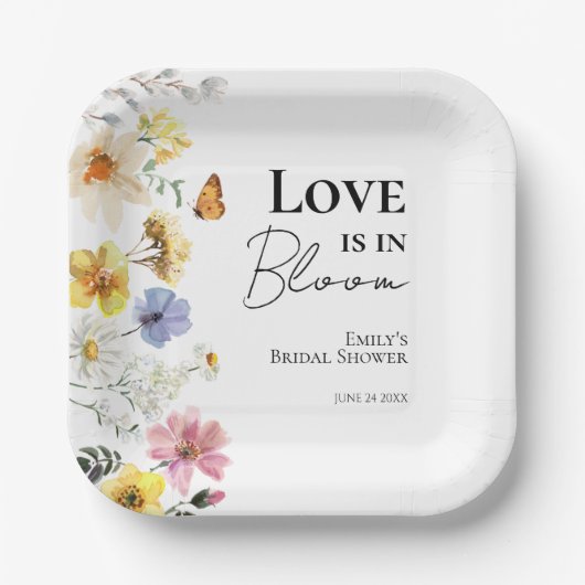 Liebe ist in Bloom | Wildblume Boho Brautparty Pappteller (Vorderseite)