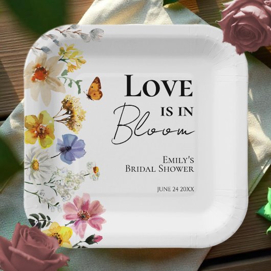 Liebe ist in Bloom | Wildblume Boho Brautparty Pappteller