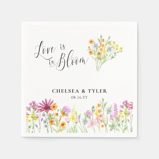 Liebe ist in Bloom Wildblume Meadow Floral Wedding Serviette (Vorderseite)