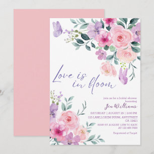Liebe ist in blühendem Aquarell Blumenkohl-Brautpa Einladung