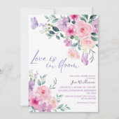 Liebe ist in blühendem Aquarell Blumenkohl-Brautpa Einladung (Vorderseite)