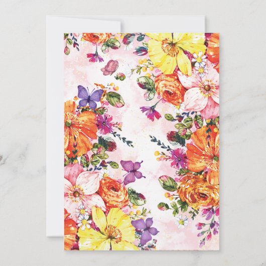 Liebe ist in blühendem farbenfrohen Wildblume Brau Einladung (Rückseite)