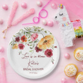 Liebe ist in blühenden burgundischen Blume Brautpa Pappteller (Party)