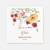 Liebe ist in blühenden burgundischen Blume Brautpa Serviette (Vorderseite)