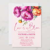 Liebe ist in blühenden rosa Erdnüsse Brautparty Einladung (Vorderseite)