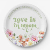 Liebe ist in blühenden Wildblume Brautparty Pappteller (Vorderseite)