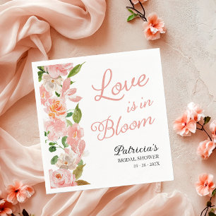 Liebe ist in Blüte Brautparty-Schamrot-Blumenmuste Serviette