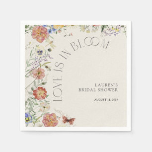 Liebe ist in Blüte - Gedrückte Wildblumen-Brautpar Serviette