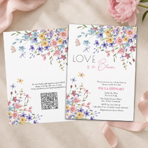 Liebe ist in Blüte QR Code Rosa Babyparty Einladung