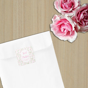 Liebe ist in Blüte Rosa Blumensamenpaket Quadratischer Aufkleber