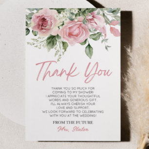 Liebe ist in Blüte Rosa Rosen Floral Brautdusche Dankeskarte