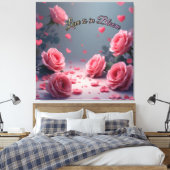 Liebe ist in Blüte Rosa Rosen Romantischer Valenti Leinwanddruck (Insitu (Schlafzimmer))