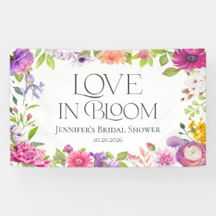Liebe ist in Blüte Wasserfarbenes Florales Braut Banner