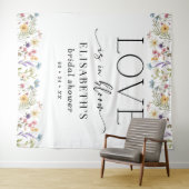 Liebe ist in Blüte Weiße Brautdusche Kulisse Wandteppich (Beispiel (Horizontal))