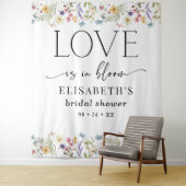 Liebe ist in Blüte Weiße Brautdusche Kulisse Wandteppich (Beispiel)