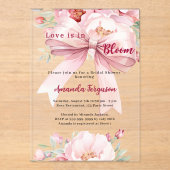 Liebe ist in Blütenfloralen rosa Bogen Brautparty Acryleinladungen (Vorderseite)