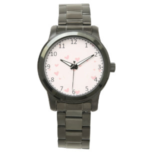 Liebe ist in den rosa Herzen Armbanduhr