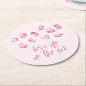 Liebe ist in den rosa Herzen Runder Pappuntersetzer (Angewinkelt)