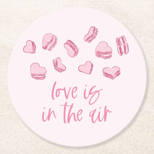 Liebe ist in den rosa Herzen Runder Pappuntersetzer (Vorderseite)