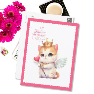 Liebe ist in der Air Chibi Angel Kitten Valentine Feiertagspostkarte