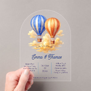 Liebe ist in der Air Hot Air Ballon Reisen Hochzei Acryleinladungen