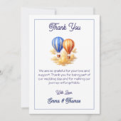 Liebe ist in der Air Hot Air Ballon Reisen Hochzei Dankeskarte (Vorderseite)