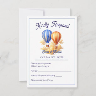 Liebe ist in der Air Hot Air Ballon Reisen Hochzei RSVP Karte