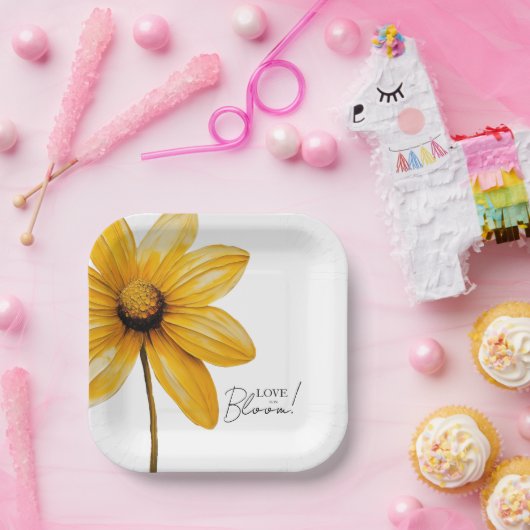 Liebe ist in der Blüte minimales blumengeschmückte Pappteller (Party)