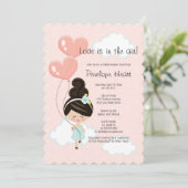 Liebe ist in der Luft Brautparty asiatisch auf der Einladung (Stehend Vorderseite)