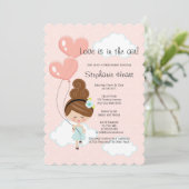 Liebe ist in der Luft Brautparty Brünette Wolke 9 Einladung (Stehend Vorderseite)