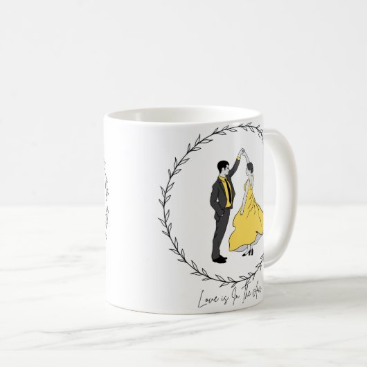 "Liebe ist in der Luft" glückliches Paar, Happy We Kaffeetasse (VorderseiteRechts)
