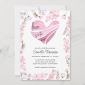 Liebe ist in der Luft Herz und Blume Brautparty Einladung (Vorderseite)