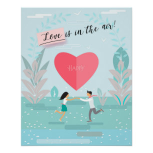 "Liebe ist in der Luft! "Hochzeitstag-modernes Poster