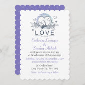 Liebe ist in der Luft Lieben Lila, weiße Hochzeit Einladung (Vorne/Hinten)