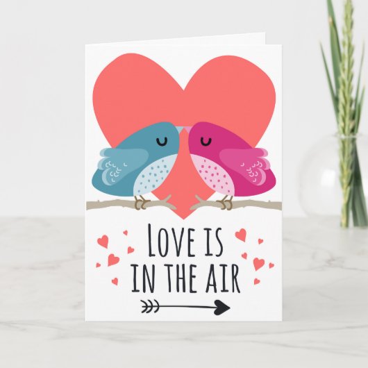 "Liebe ist in der Luft" mit den lieblichen Vögeln  Karte (Vorderseite)