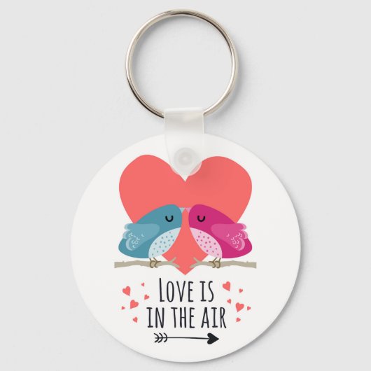 Liebe ist in der Luft mit niedlichen Cartoon Vögel Schlüsselanhänger (Vorderseite)