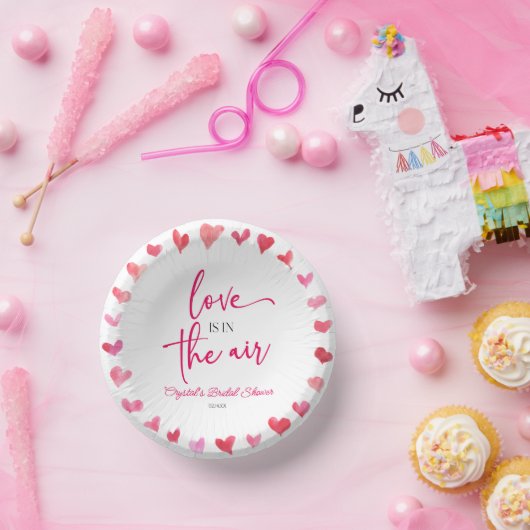 Liebe ist in der Luft rosa Herz Brautparty Pappteller (Party)