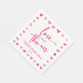 Liebe ist in der Luft rosa Herz Brautparty Serviette (Ecke)