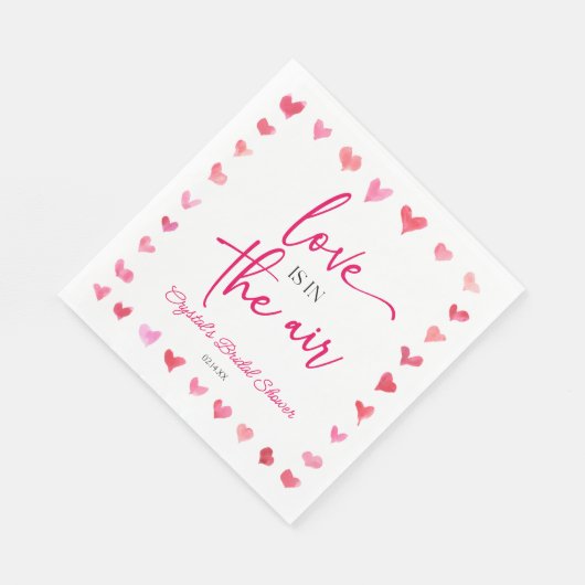 Liebe ist in der Luft rosa Herz Brautparty Serviette (Ecke)