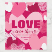 Liebe ist in der Luft rosa Herz Romantischer Indiv Weinetikett (Einzelnes Label)