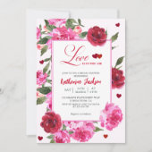 Liebe ist in der Luft rot und rosa Brautparty Einladung (Vorderseite)