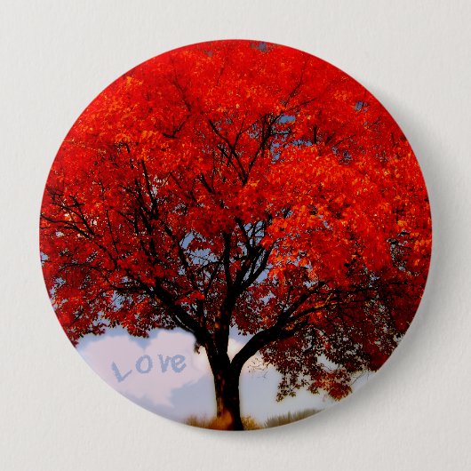 Liebe ist in der Luft... Roter Baum Button (Vorderseite)