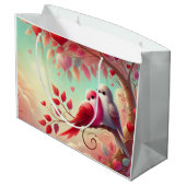 Liebe ist in der Luft Süße Vögel Große Geschenktüte (Rückseite Schrägansicht)