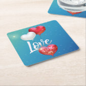 Liebe ist in der Luft Valentine Ballon Papier Unte Rechteckiger Pappuntersetzer (angewinkelt)