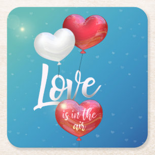 Liebe ist in der Luft Valentine Ballon Papier Unte Rechteckiger Pappuntersetzer