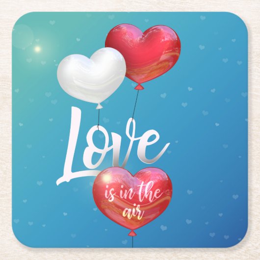 Liebe ist in der Luft Valentine Ballon Papier Unte Rechteckiger Pappuntersetzer (Vorderseite)
