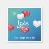 Liebe ist in der Luft Valentine Ballons Papier Nap Serviette (Vorderseite)