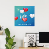 Liebe ist in der Luft Valentine Balloons Plakatdru Poster (Heimbüro)